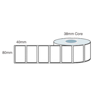 80mm x 40mm Direct Thermal Labels 38mm Core Rolls of 1,000 