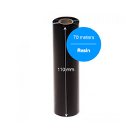 Black Full Resin Ribbon 110mm x 70 meter - For Desktop Label Printers (Box of 5)