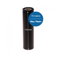 Black Wax Resin Ribbon 110mm x 70 meter - For 4 inch Desktop Label Printers (Box of 5)