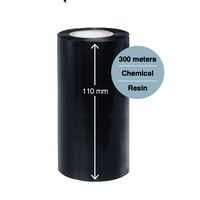 Black Resin Ribbon 110mm x 300 meter Chemical Resistant (Box of 3)