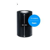 Black Full Resin Ribbon 55mm x 70 meter - For 2 inch wide Desktop Label Printers (Box of 5)