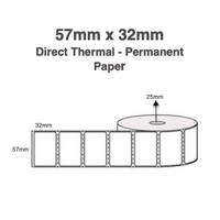 57.15mm x 31.75mm x 25mm Direct Thermal Labels (3 Rolls of 2,000)
