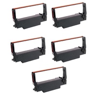 5 x Black & Red Ribbons for Epson Impact Printers (ERC-38, ERC 30, ERC-34)