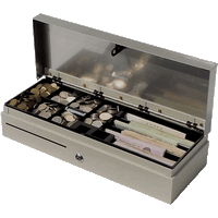 FlipTop Cash Drawer 7 Note / 8 Coin 24V Solenoid Ivory