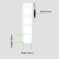 InkJet Matt Paper Label Rolls 70mm x 70mm  300 LPR Permanent Adhesive LA100150IP1AC76MM300