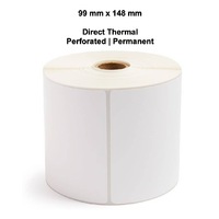 99mm x 148mm Direct Thermal Labels (Rolls of 350) Permanent Perforated LAB100150TWS40P 