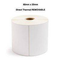 60mm x 25mm x 25mm Direct Thermal Removable Labels (10 Rolls of 1,800) LAB6025TWR25