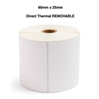 60mm x 25mm Direct Thermal Removable Labels 10 Rolls LAB4015TWS25