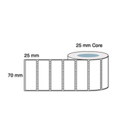 70mm X 25mm X 25mm Core Direct Thermal Labels (Rolls Of 2,500) Removable Perforated LAB7025TWR25P
