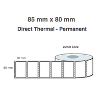 85mm x 80mm x 25mm Core  Direct Thermal Labels (Rolls of 600) Freezer Grade LBL858025DTTCP