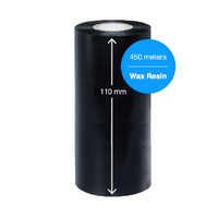Premium Wax Resin Ribbon 80mm x 450 meter For Industrial Label Printers (Box of 2)