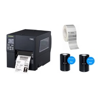 TSC MB341T 300dpi Asset Label Printing Bundle Silver Mylar Labels Ribbon