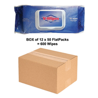 V-Wipes Surface Disinfectant - Box of 12 x Flatpack 50 Wipes