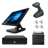 Retail Express Hardware Bundle - 15 inch POS Terminal, Epson TM-T82III Thermal Receipt Printer, Cash Drawer, 2D Cordless Barcode Scanner, Paper Rolls