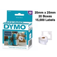 20 x Dymo Label Roll 25mm x 25mm (15,000 labels) SD30332 S0929120