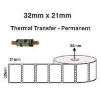 32mm x 21mm Thermal Transfer Labels ( 5 Rolls of 2,000 LPR, Permanent)