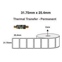 31.75mm x 25.4mm Thermal Transfer Labels Permanent (5 Rolls of 2,000)