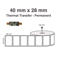 40mm x 28mm x 25mm Core Thermal Transfer Labels (5 Rolls of 2,000)  Permanent
