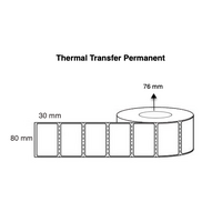 Thermal Transfer Synthetic Label Roll 80mm x 30mm 3,000 Labels TTPS8030