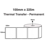 100mm x 225mm x 76mm Thermal Transfer Labels Permanent Perforated (10 Rolls of 220 )
