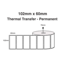 102mm x 60mm x 76mm Thermal Transfer Labels (5 Rolls of 2,000) Permanent Perforated