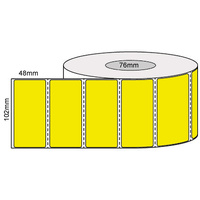 102mm x 48mm Yellow Thermal Transfer Labels Perforated 2,000 Labels Per Roll 76mm Core