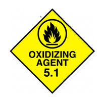 100x100 Oxidising Agent 5.1 Fluro Yellow Warning Label Roll Black Printed W100100OX