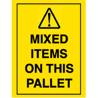 80×124 MIXED ITEMS ON THIS PALLET Fluro Yellow Warning Label Roll Black Printed