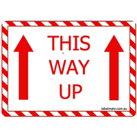 100×75 THIS WAY UP White And Red Warning Label Roll Black Printed