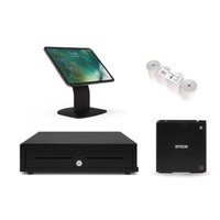 iPad POS Hardware Bundle -  iPad Stand, Bluetooth Printer, Cash Drawer, Receipt Paper