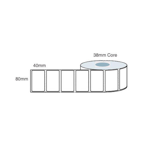 80mm x 40mm Direct Thermal Labels 38mm Core Rolls of 1,000 