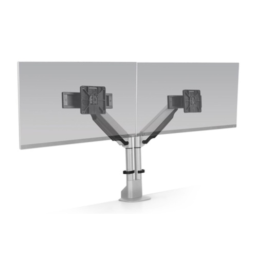 Human Active Technology HAT Monitor Arm E2 Dual with Top Down Clamp - Silver (From 1.kg Flat to 7.2kg Curved)