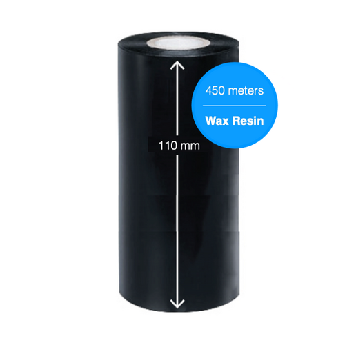 Premium B110A Wax Resin Ribbon 110mm x 450 meter For Industrial Label Printers (Box of 2)