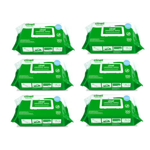 Clinell Universal Disinfectant Wipes 6 x Packs of 200 Wipes CW200