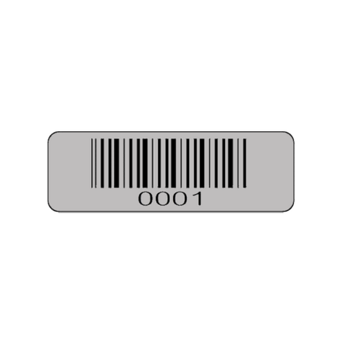 40mm x 15m Pre-Printed Silver Mylar Labels Asset Labels