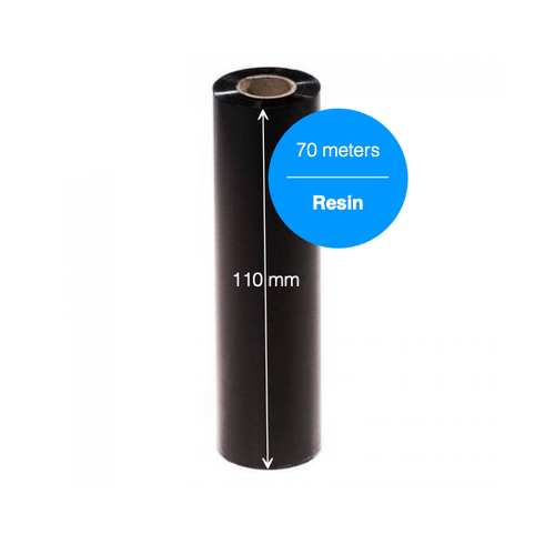 Black Full Resin Ribbon 110mm x 70 meter - For Desktop Label Printers (Box of 5)