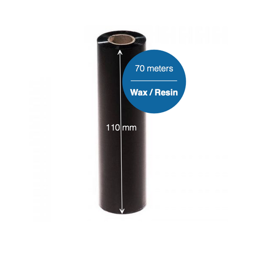Black Wax Resin Ribbon 110mm x 70 meter - For 4 inch Desktop Label Printers (Box of 5)