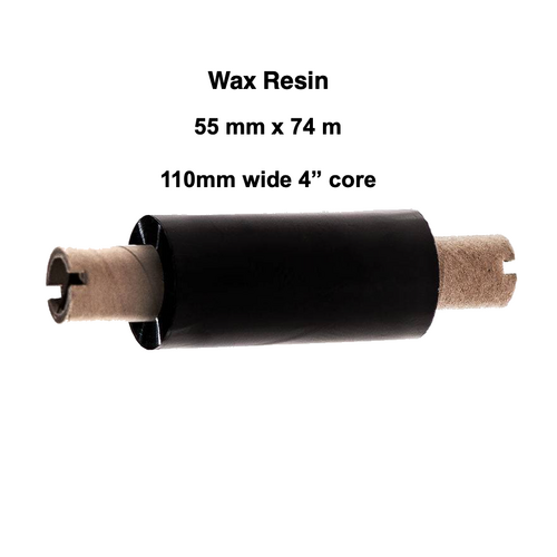 Black Wax Resin Ribbon 55mm x 70 meter - For 4 inch wide Desktop Label Printers