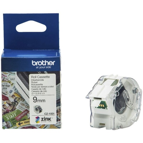 Brother CZ1001 Colour Label Roll 9mm wide 5 meter long CZ-1001