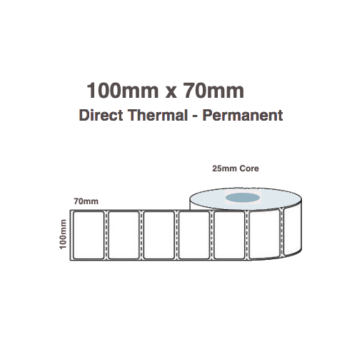 Direct Thermal Labels 100mm x 70mm x 25mm (10 Rolls of 700) Freezer Grade