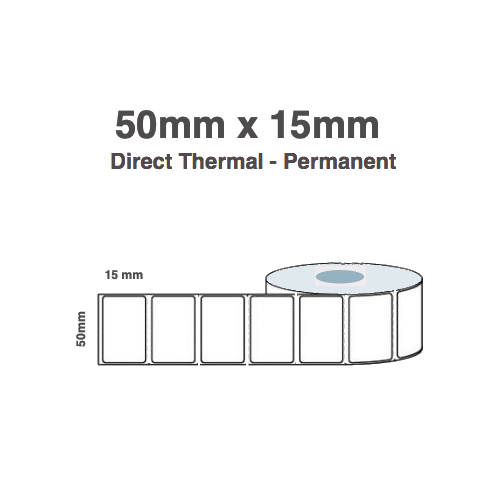50mm x 15mm x 25mm Direct Thermal Labels  (4 Rolls of 2,000) Freezer Grade