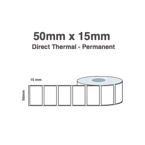 Direct Thermal Labels 50mm x 15mm x 25mm (4 Rolls of 2,000) Freezer Grade