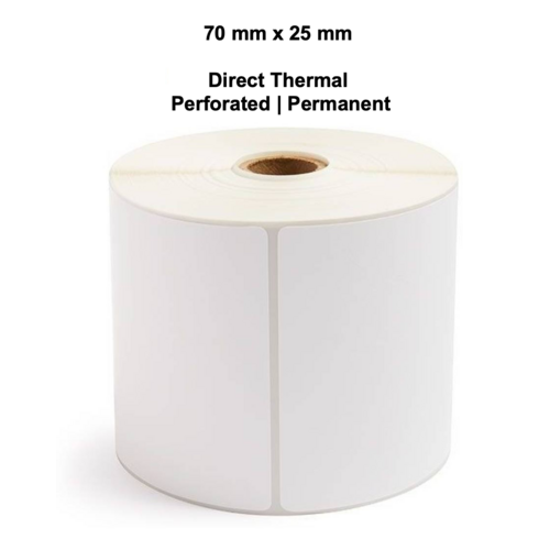 Direct Thermal Labels 61mm x 25mm x 25/38/40mm Core (6 Rolls of 2,000) Permanent