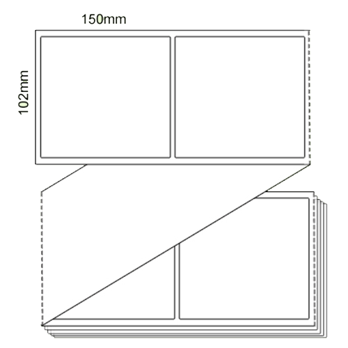 102mm x 150mm Direct Thermal Fanfold Labels 3,000 labels per box