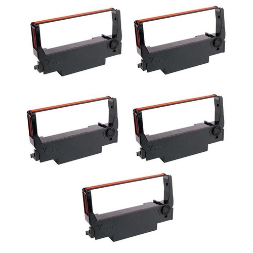 5 x Black & Red Ribbons for Epson Impact Printers (ERC-38, ERC 30, ERC-34)