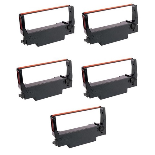 Box of 5 Black & Red Ribbons for Epson Impact Printers (ERC-38, ERC 30, ERC-34)
