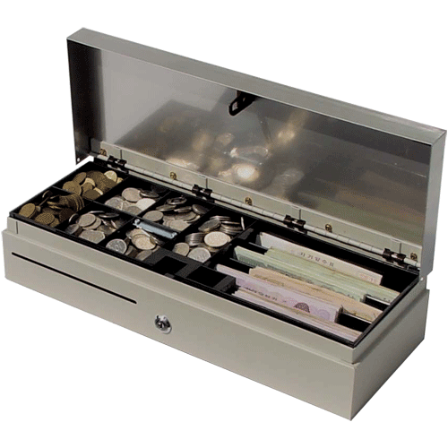 FlipTop Cash Drawer 7 Note / 8 Coin 24V Solenoid Ivory