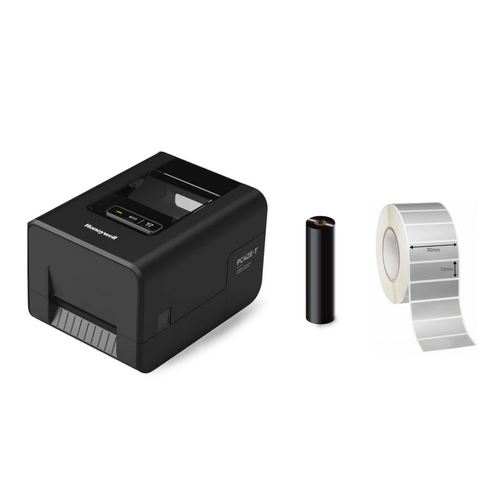 Asset Label Bundle - Honeywell PC42E-T 4" 300dpi Thermal Transfer Label Printer USB ETH + Silver Mylar Labels