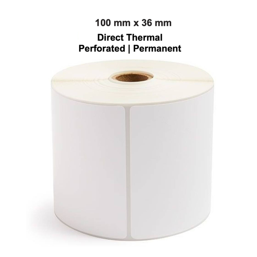 100mm x 36mm x 25mm Direct Thermal Labels Rolls of 750 LPR LA10036TP1AC25MMP