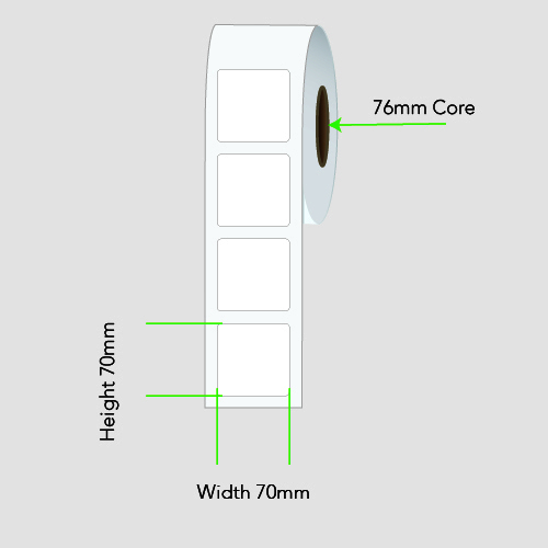 InkJet Matt Paper Label Rolls 70mm x 70mm  300 LPR Permanent Adhesive LA100150IP1AC76MM300